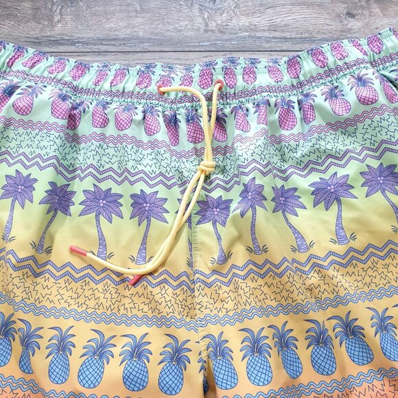 Caribbean Swimwear Men Tropical Swim Trunks 2XB Elastic Waist 40 In - Picture 2 of 7